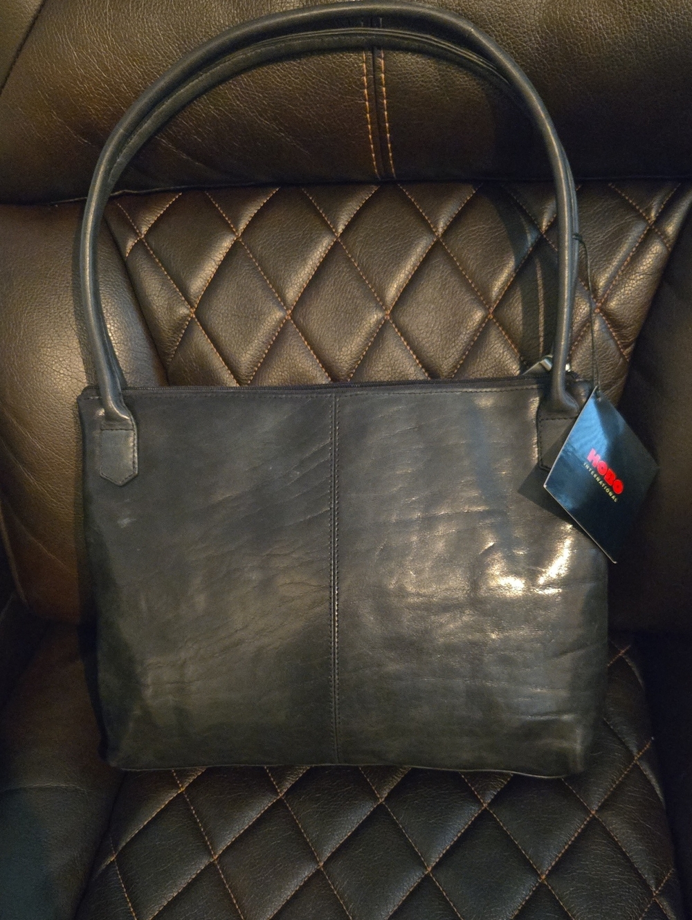 HOBO Classic Black Leather Tote Bag